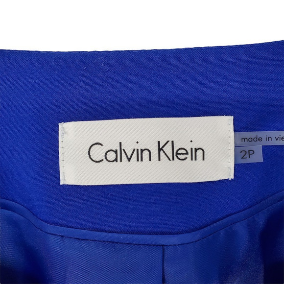 Calvin Klein Womens Open Front Jacket Royal Blue Lined Zippers Petites 2P - Picture 7 of 11